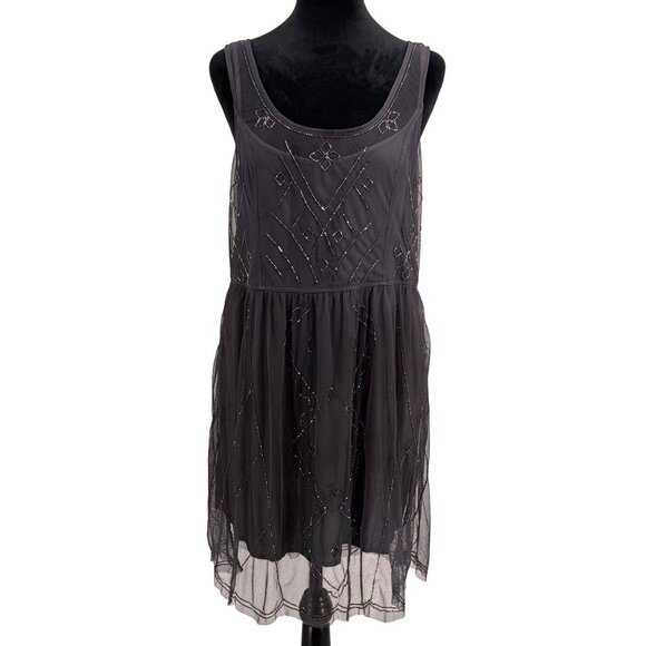 Abercrombie Fitch Babydoll Dress Womens Size‎ L Embellished Layered Beaded Fairy - Picture 1 of 8
